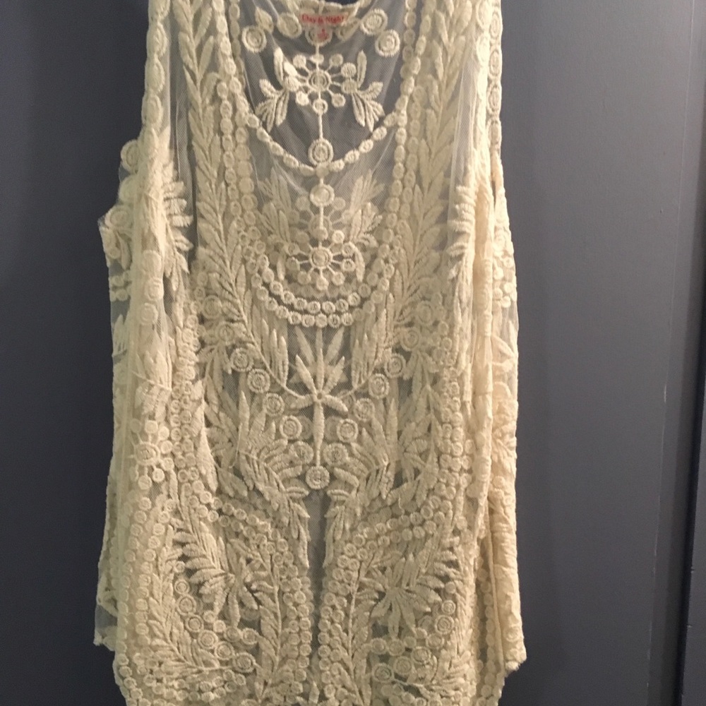 Cream sheer lace blouse